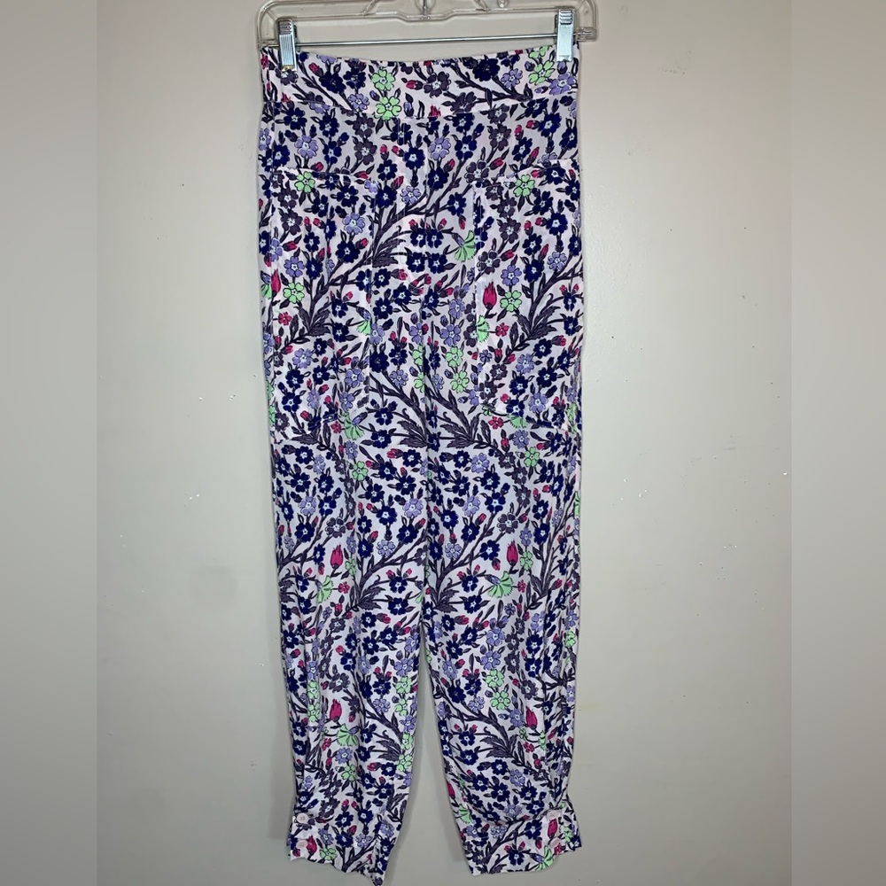 Maria Cher High Rise Baggy Silk Floral Harem Style Pant Trousers Women’s XS